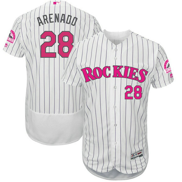 Nolan Arenado #28 Colorado Rockies 2017 Mother's Day White Flex Base Jersey Nolan Arenado #28 Colorado Rockies 2017 Mother's Day White Flex Base Jersey