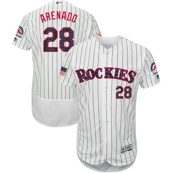 Nolan Arenado #28 Colorado Rockies 2017 Stars & Stripes Independence Day White Flex Base Jersey - Men Nolan Arenado #28 Colorado Rockies 2017 Stars & Stripes Independence Day White Flex Base Jersey - Men