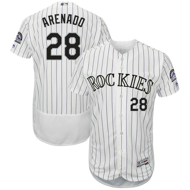 Colorado Rockies Nolan Arenado #28 White Home Flex Base Jersey