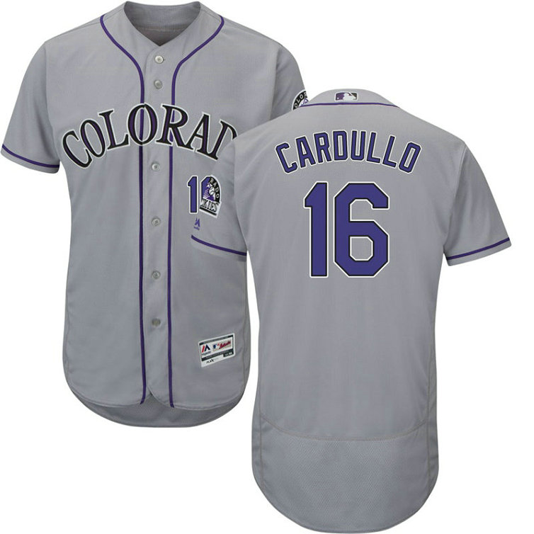 Colorado Rockies Stephen Cardullo #16 Grey Alternate Commemorative Patch Flex Base Jersey Colorado Rockies Stephen Cardullo #16 Grey Alternate Commemorative Patch Flex Base Jersey