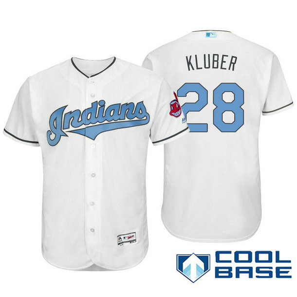 Cleveland Indians #28 Corey Kluber White Fashion 2016 Father's Day Cool Base Jersey Cleveland Indians #28 Corey Kluber White Fashion 2016 Father's Day Cool Base Jersey