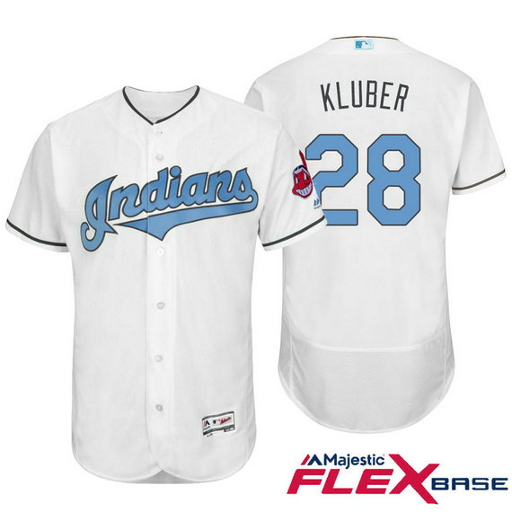Cleveland Indians #28 Corey Kluber White Fashion 2016 Father's Day Flex Base Jersey Cleveland Indians #28 Corey Kluber White Fashion 2016 Father's Day Flex Base Jersey