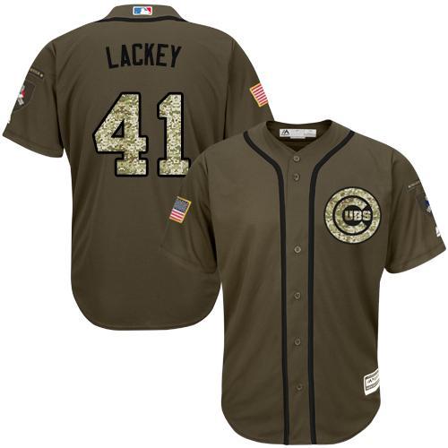 Chicago Cubs #41 John Lackey Olive Camo Jersey