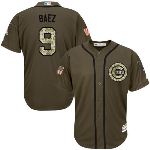 Chicago Cubs #9 Javier Baez Olive Camo Jersey Chicago Cubs #9 Javier Baez Olive Camo Jersey