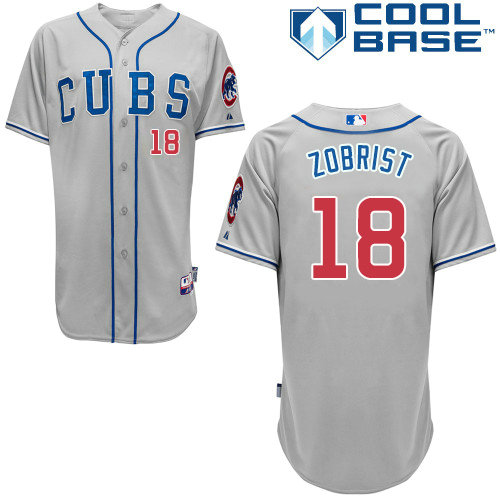Chicago Cubs #18 Ben Zobrist Grey Cool Base Authentic Player Jersey Chicago Cubs #18 Ben Zobrist Grey Cool Base Authentic Player Jersey