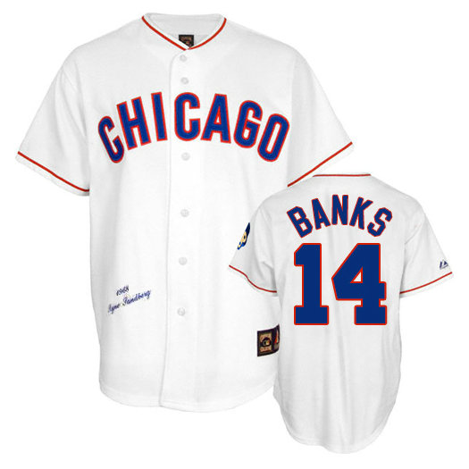 Chicago Cubs #14 Ernie Banks White 1968 Throwback Turn Back the Clock Authentic Player Jersey Chicago Cubs #14 Ernie Banks White 1968 Throwback Turn Back the Clock Authentic Player Jersey