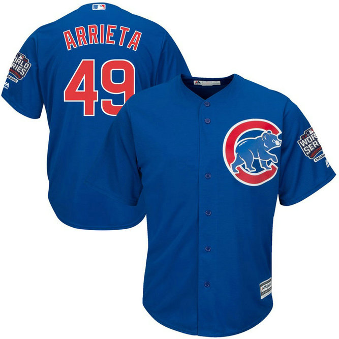 Chicago Cubs Jake Arrieta #49 Royal Alternate 2016 World Series Champions Patch Cool Base Jersey Chicago Cubs Jake Arrieta #49 Royal Alternate 2016 World Series Champions Patch Cool Base Jersey