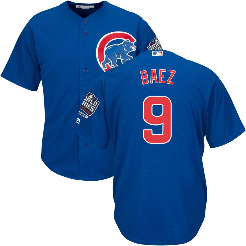 Chicago Cubs Javier Baez #9 Royal Alternate 2016 World Series Champions Patch Cool Base Jersey Chicago Cubs Javier Baez #9 Royal Alternate 2016 World Series Champions Patch Cool Base Jersey