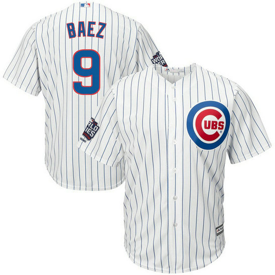Chicago Cubs Javier Baez #9 White Home 2016 World Series Champions Patch Cool Base Jersey Chicago Cubs Javier Baez #9 White Home 2016 World Series Champions Patch Cool Base Jersey