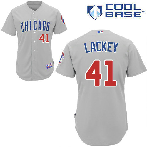 John Lackey #41 Chicago Cubs Grey Cool Base Jersey John Lackey #41 Chicago Cubs Grey Cool Base Jersey