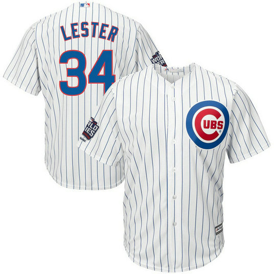 Chicago Cubs Jon Lester #34 White Home 2016 World Series Champions Patch Cool Base Jersey
