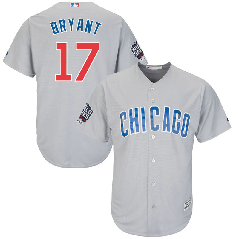 Chicago Cubs Kris Bryant #17 Grey Road 2016 World Series Champions Patch Cool Base Jersey Chicago Cubs Kris Bryant #17 Grey Road 2016 World Series Champions Patch Cool Base Jersey