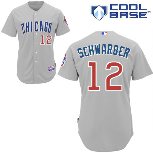 Chicago Cubs #12 Kyle Schwarber Grey Authentic Cool Base Away Jersey