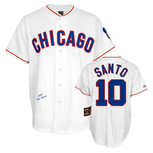 Chicago Cubs #10 Ron Santo White 1968 Throwback Turn Back the Clock Authentic Player Jersey Chicago Cubs #10 Ron Santo White 1968 Throwback Turn Back the Clock Authentic Player Jersey