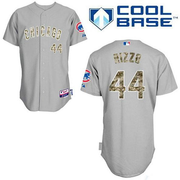 Chicago Cubs #44 Anthony Rizzo Authentic Grey USMC Cool Base Jersey