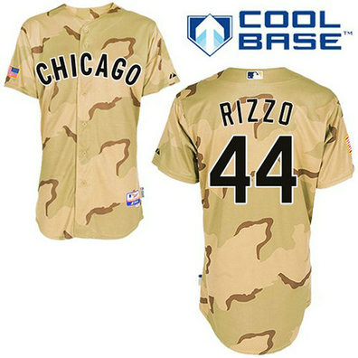 Chicago Cubs #44 Anthony Rizzo Authentic Camo Commemorative Military Day Cool Base Jersey