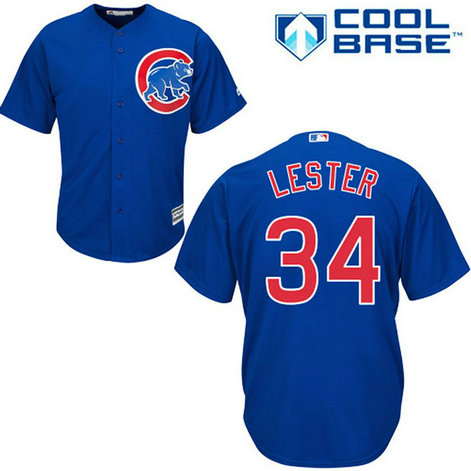 Chicago Cubs #34 Jon Lester Authentic Royal Blue Alternate Cool Base Jersey