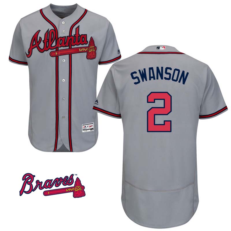 Dansby Swanson #2 Atlanta Braves Grey Road Flex Base Jersey Dansby Swanson #2 Atlanta Braves Grey Road Flex Base Jersey