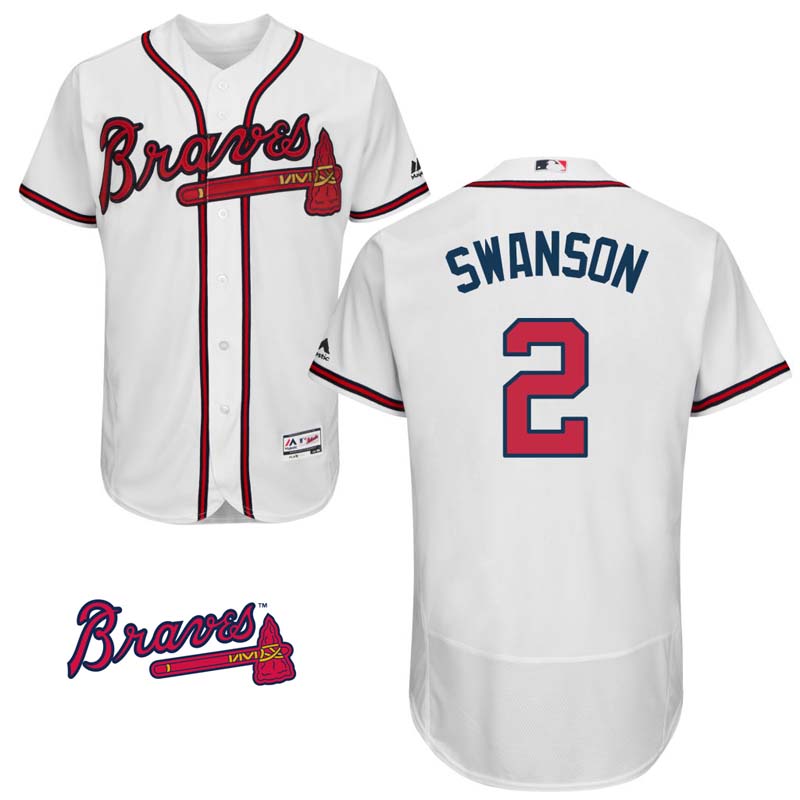 Dansby Swanson #2 Atlanta Braves White Home Flex Base Jersey Dansby Swanson #2 Atlanta Braves White Home Flex Base Jersey