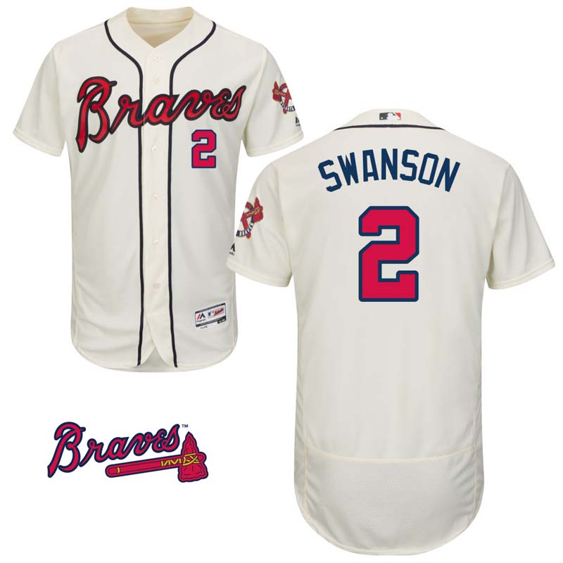 Dansby Swanson #2 Atlanta Braves Ivory Alternate Flex Base Jersey Dansby Swanson #2 Atlanta Braves Ivory Alternate Flex Base Jersey