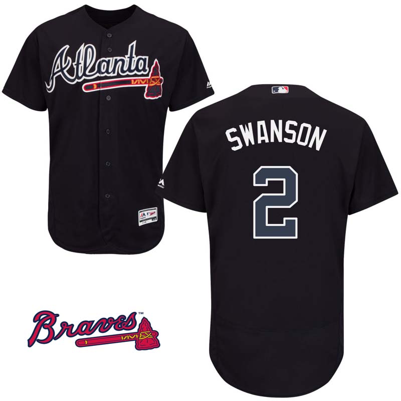 Dansby Swanson #2 Atlanta Braves Navy Alternate Flex Base Jersey Dansby Swanson #2 Atlanta Braves Navy Alternate Flex Base Jersey