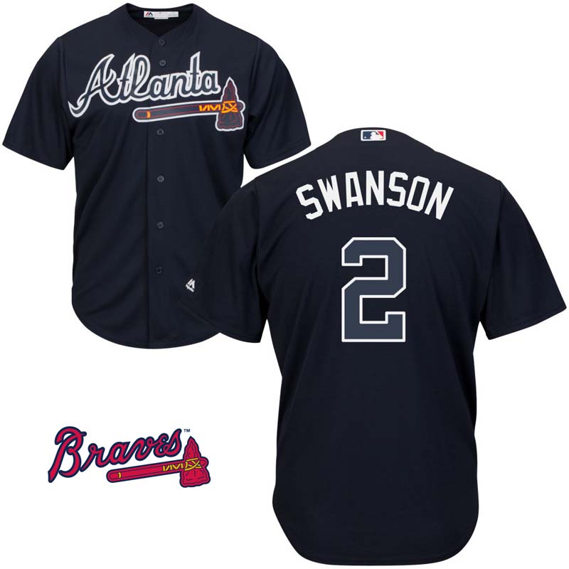 Dansby Swanson #2 Atlanta Braves Navy Alternate Cool Base Jersey Dansby Swanson #2 Atlanta Braves Navy Alternate Cool Base Jersey