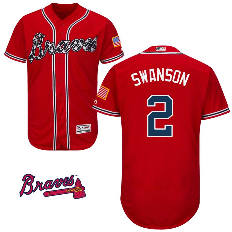 Dansby Swanson #2 Atlanta Braves Scarlet Alternate Flex Base Jersey Dansby Swanson #2 Atlanta Braves Scarlet Alternate Flex Base Jersey