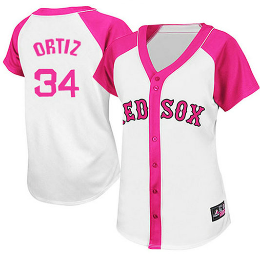 Boston Red Sox #34 David Ortiz White/Pink Wo Splash Fashion Jersey Boston Red Sox #34 David Ortiz White/Pink Wo Splash Fashion Jersey