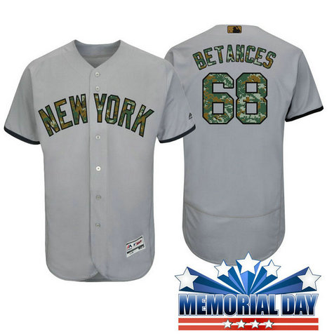 New York Yankees Dellin betances #68 Grey Camo Fashion 2016 Memorial Day Flex Base Jersey