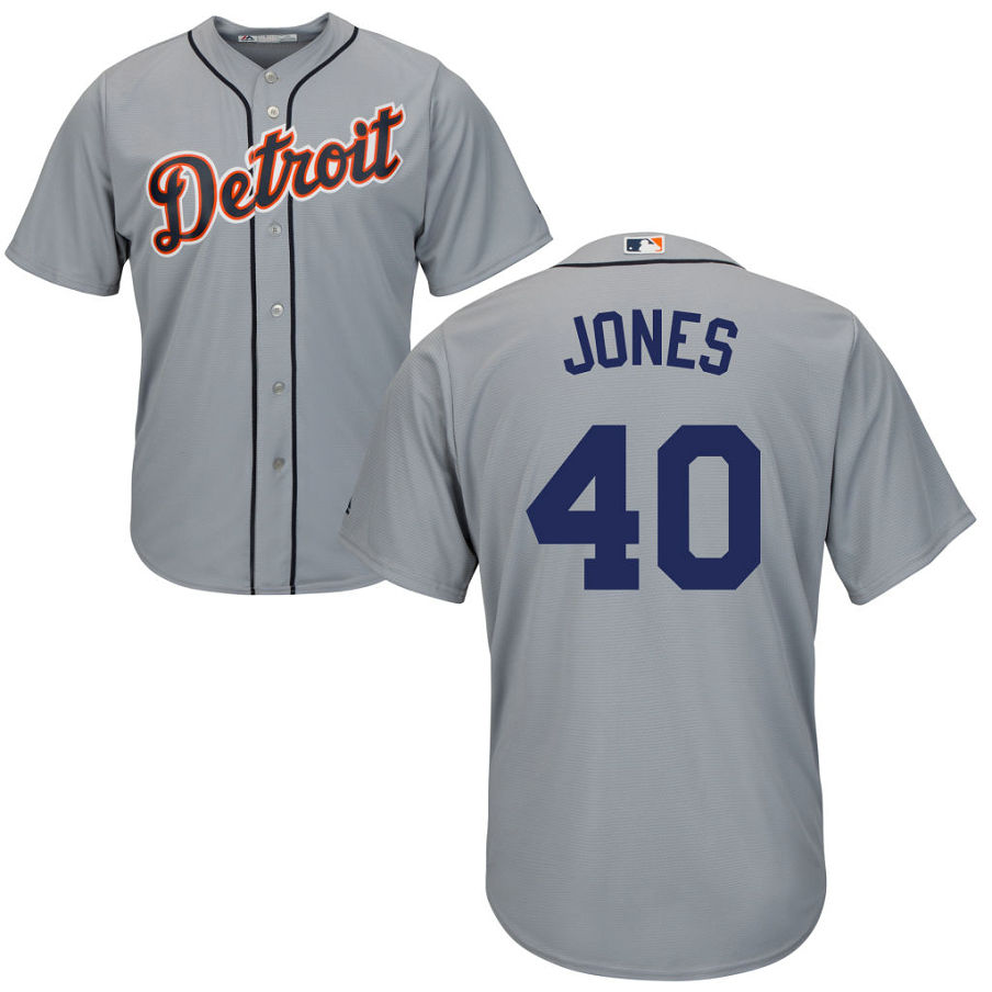 Detroit Tigers #40 JaCoby Jones Road Grey Cool Base Jersey Detroit Tigers #40 JaCoby Jones Road Grey Cool Base Jersey