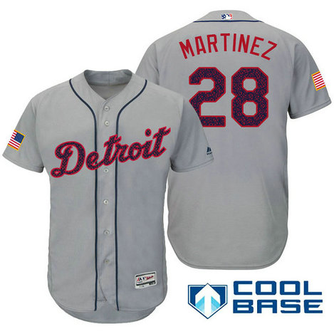 Detroit Tigers #28 J.D. Martinez Grey Stars & Stripes 2016 Independence Day Cool Base Jersey Detroit Tigers #28 J.D. Martinez Grey Stars & Stripes 2016 Independence Day Cool Base Jersey