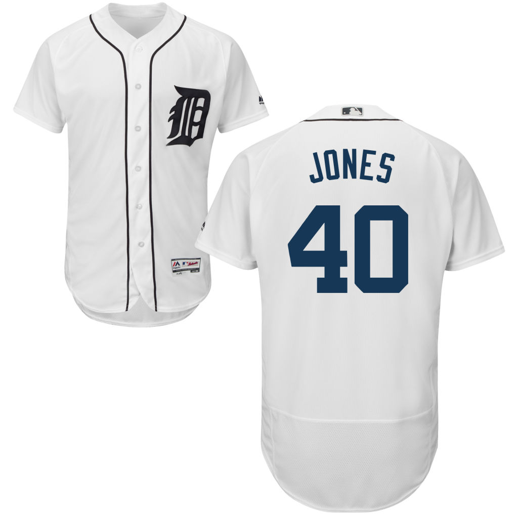 Detroit Tigers #40 JaCoby Jones Home White Authentic Collection Flex Base Jersey Detroit Tigers #40 JaCoby Jones Home White Authentic Collection Flex Base Jersey