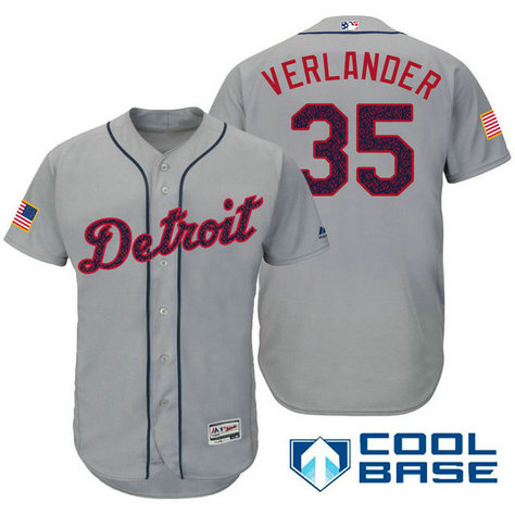 Detroit Tigers #35 Justin Verlander Grey Stars & Stripes 2016 Independence Day Cool Base Jersey Detroit Tigers #35 Justin Verlander Grey Stars & Stripes 2016 Independence Day Cool Base Jersey