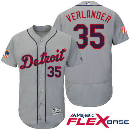 Detroit Tigers #35 Justin Verlander Grey Stars & Stripes 2016 Independence Day Flex Base Jersey Detroit Tigers #35 Justin Verlander Grey Stars & Stripes 2016 Independence Day Flex Base Jersey