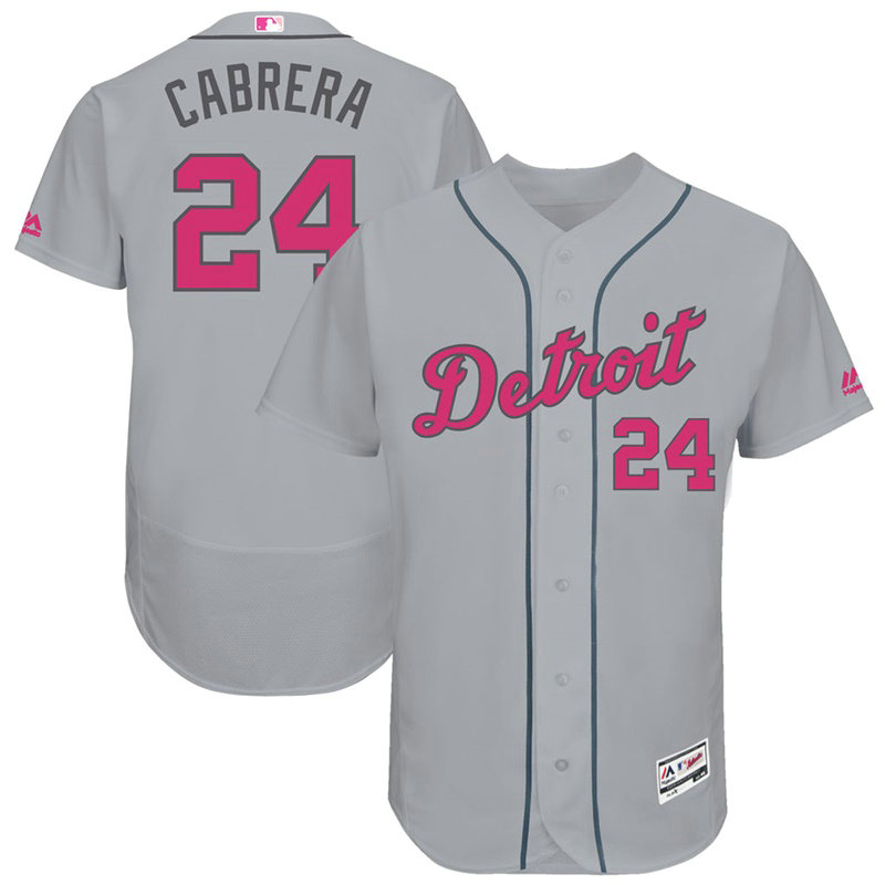 Miguel Cabrera #24 Detroit Tigers 2017 Mother's Day Grey Flex Base Jersey