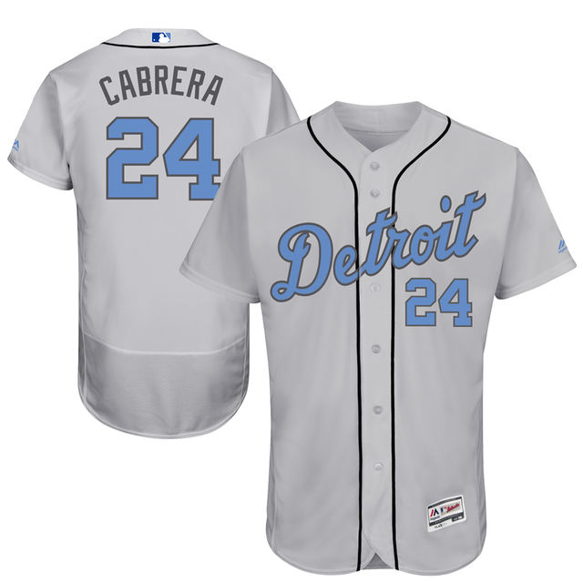 Detroit Tigers #24 Miguel Cabrera Grey Fashion 2016 Father's Day Flex Base Jersey