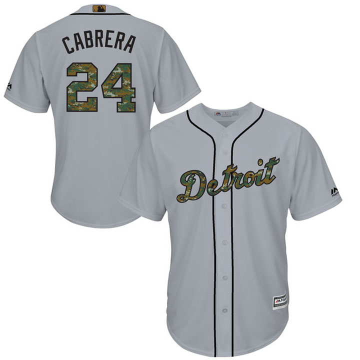 Detroit Tigers Miguel Cabrera #24 Grey Camo Fashion 2016 Memorial Day Cool Base Jersey