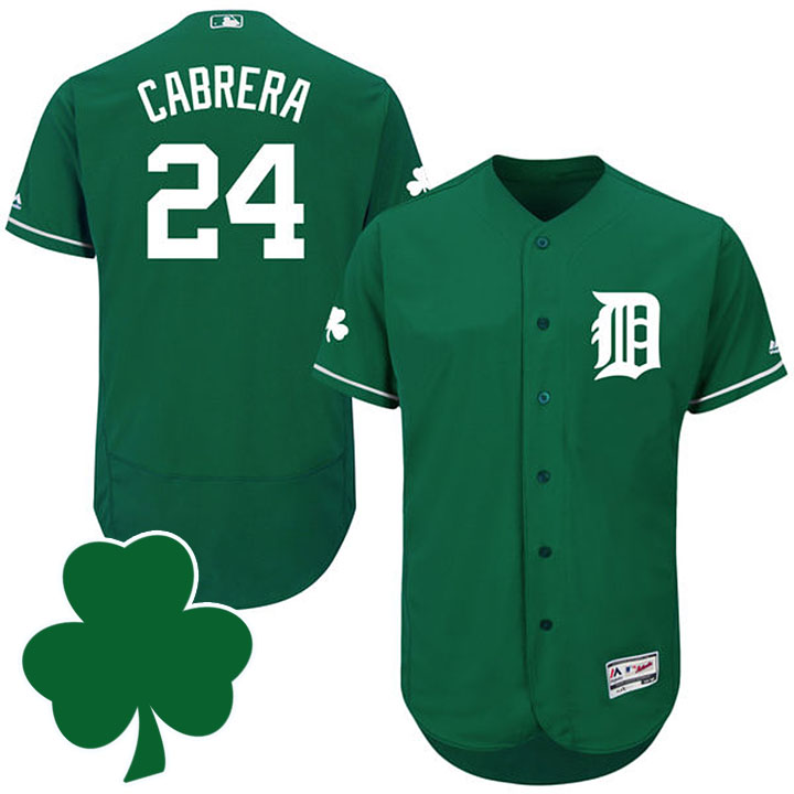 Detroit Tigers #24 Miguel Cabrera St. Patricks Day Green Celtic Flexbase Authentic Collection Jersey Detroit Tigers #24 Miguel Cabrera St. Patricks Day Green Celtic Flexbase Authentic Collection Jersey