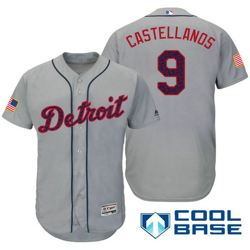 Detroit Tigers #9 Nick Castellanos Grey Stars & Stripes 2016 Independence Day Cool Base Jersey