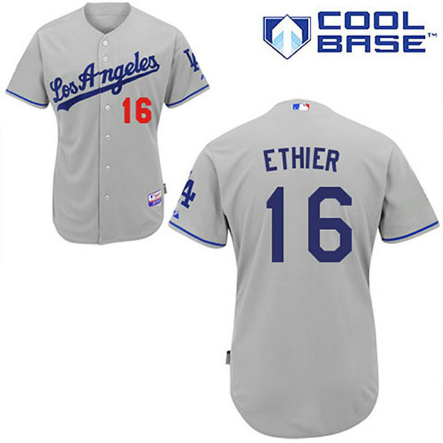 Los Angeles Dodgers #16 Andre Ethier Grey Away Cool Base Jersey Los Angeles Dodgers #16 Andre Ethier Grey Away Cool Base Jersey