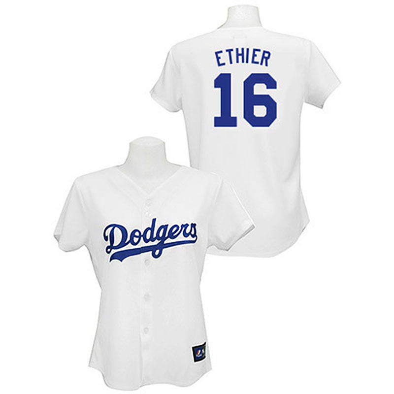 Women - Los Angeles Dodgers #16 Andre Ethier White Lady Fashion Jersey