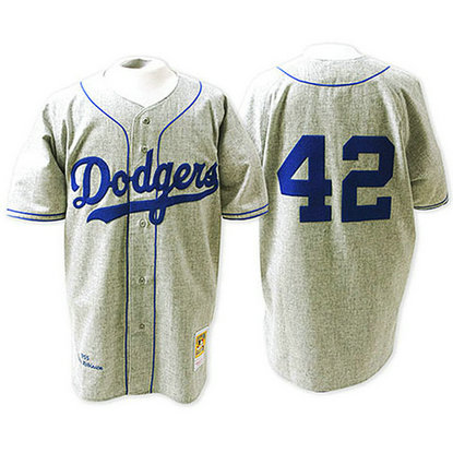 Los Angeles Dodgers #42 Jackie Robinson Grey Road Throwback Jersey Los Angeles Dodgers #42 Jackie Robinson Grey Road Throwback Jersey