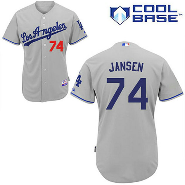 Los Angeles Dodgers #74 Kenley Jansen Grey Away Cool Base Jersey