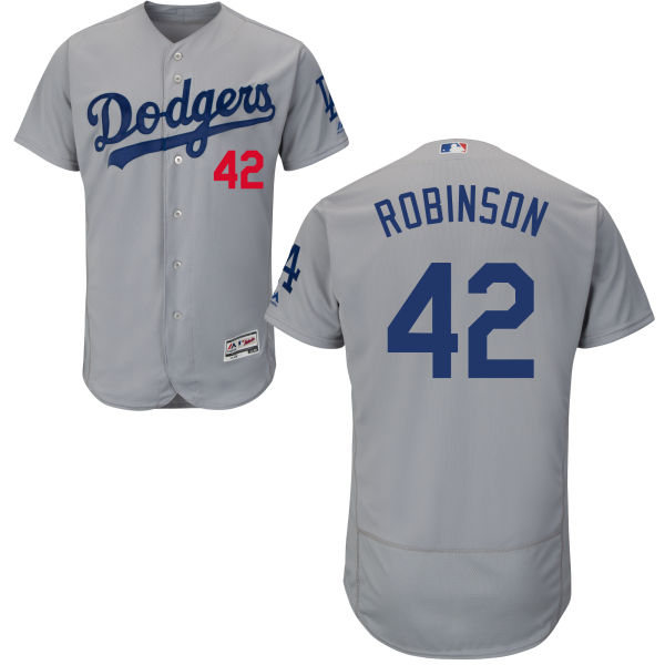 Los Angeles Dodgers #42 Jackie Robinson Grey Flexbase Authentic Collection Player Jersey Los Angeles Dodgers #42 Jackie Robinson Grey Flexbase Authentic Collection Player Jersey