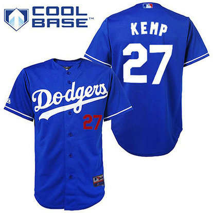 YOUTH Los Angeles Dodgers #27 Matt KempBlue Cool Base Jersey