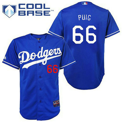 Los Angeles Dodgers #66 Yasiel Puig Authentic Royal Blue Cool Base Jersey