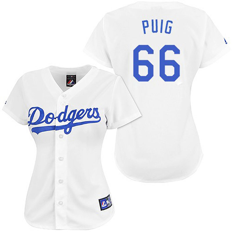 Los Angeles Dodgers #66 Yasiel Puig WoAuthentic White Jersey