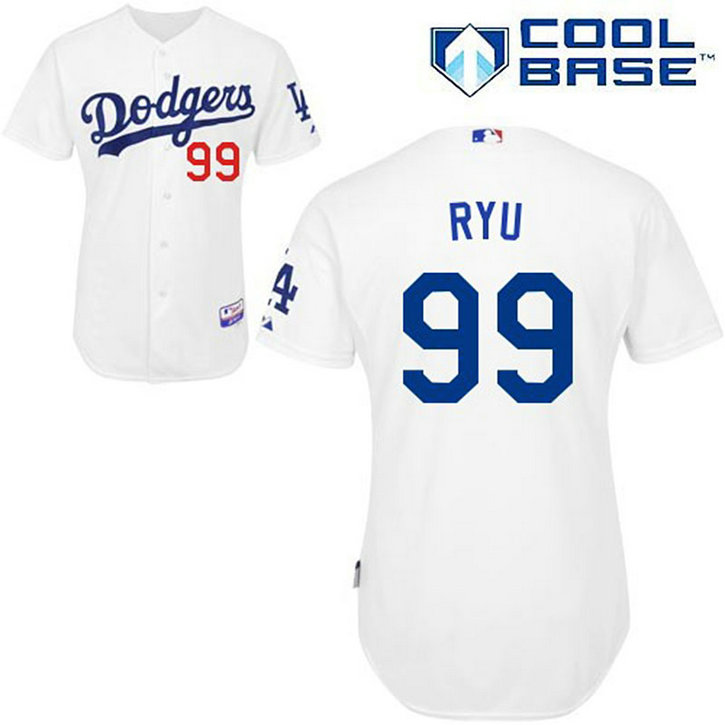 Los Angeles Dodgers #99 Hyun-Jin Ryu Authentic White Home Cool Base Jersey Los Angeles Dodgers #99 Hyun-Jin Ryu Authentic White Home Cool Base Jersey