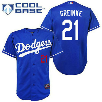 Los Angeles Dodgers #21 Zack Greinke Authentic Royal Blue Cool Base Jersey Los Angeles Dodgers #21 Zack Greinke Authentic Royal Blue Cool Base Jersey