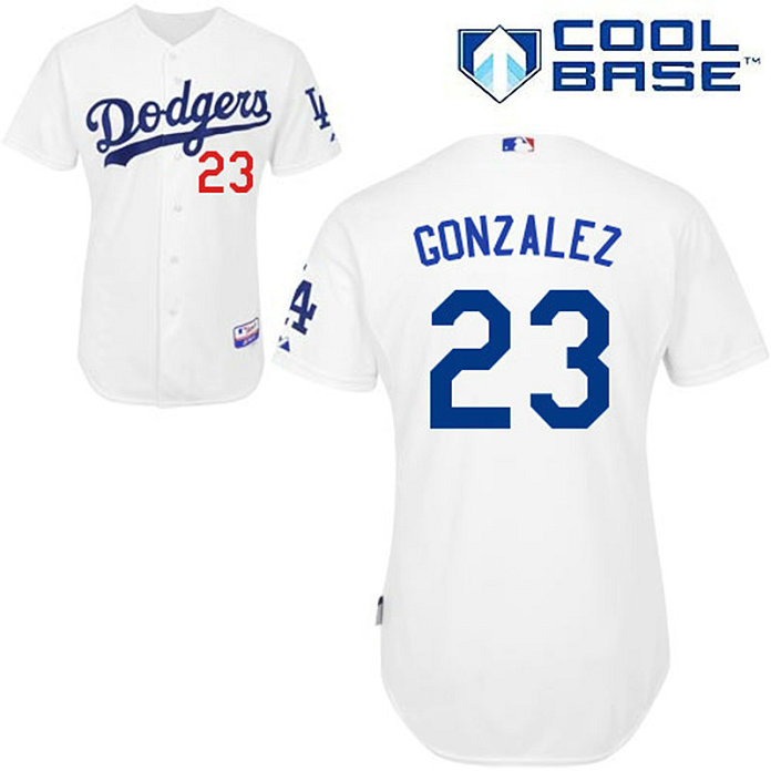 Los Angeles Dodgers #23 Adrian Gonzalez Authentic White Home Cool Base Jersey Los Angeles Dodgers #23 Adrian Gonzalez Authentic White Home Cool Base Jersey